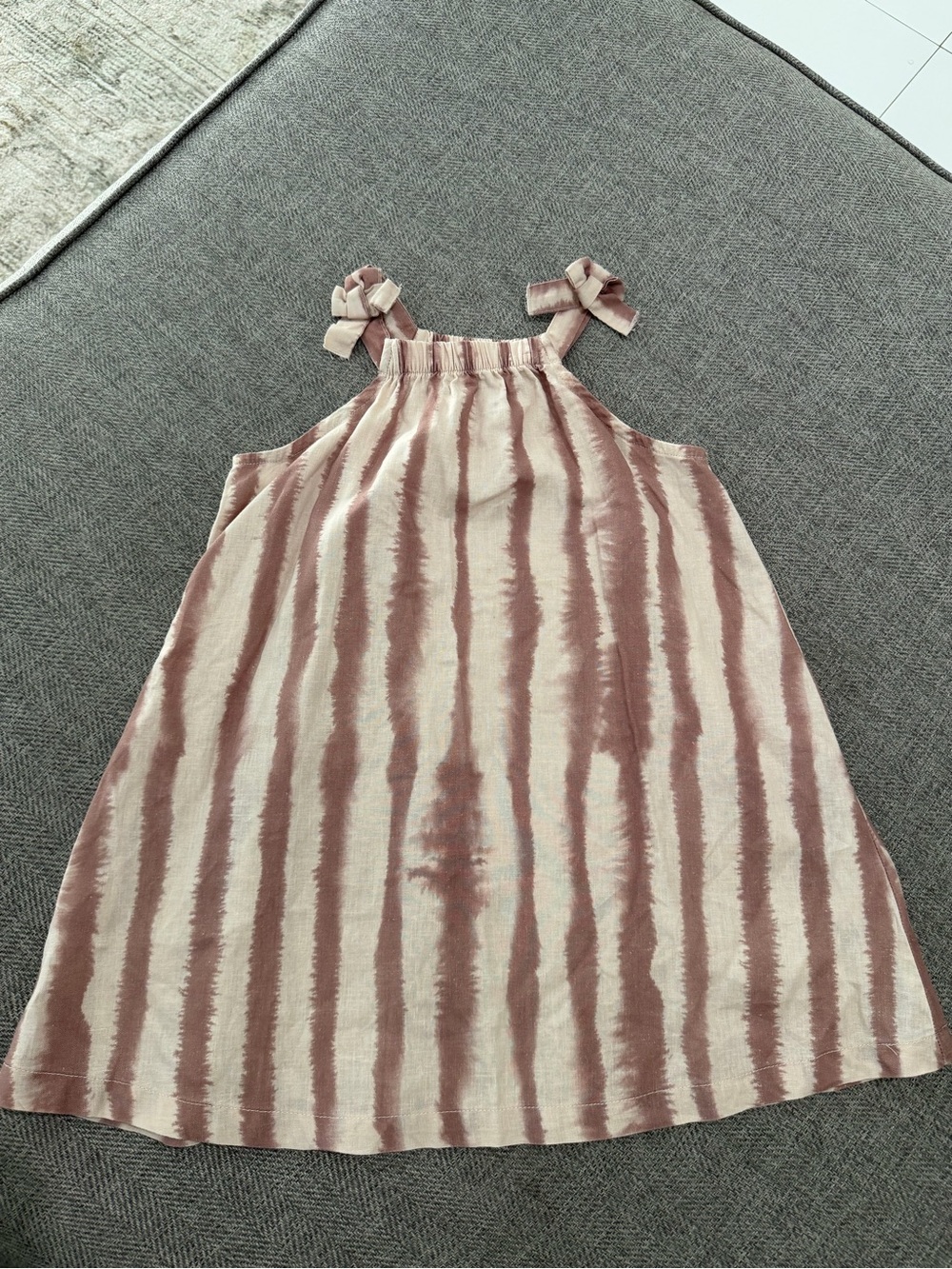 H&M Girls Pink and Cream Tie-Shoulder Striped Sundress